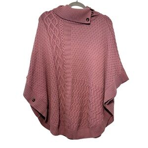 Talbots woman Lambswool blend lavender purple cable knit poncho sweater XL